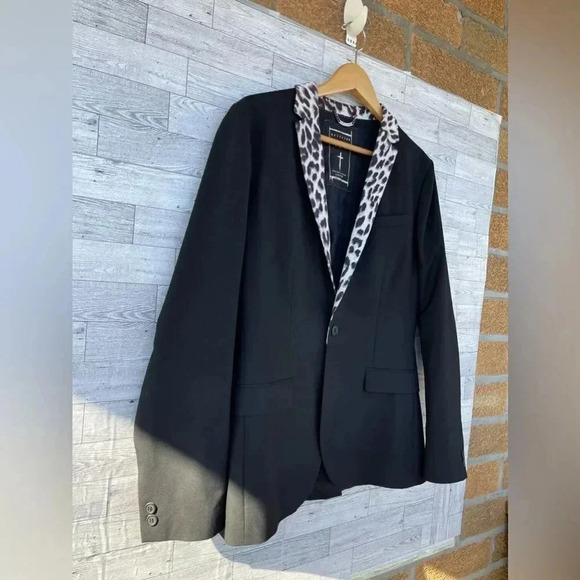 Religion Skinny Blazer With Leopard Lapel size medium - Picture 7 of 17